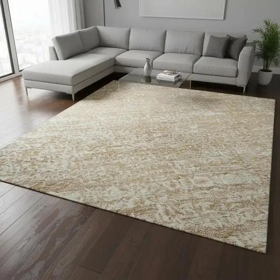 Coral And Ivory Abstract Washable Area Rug With UV Protection Photo 2