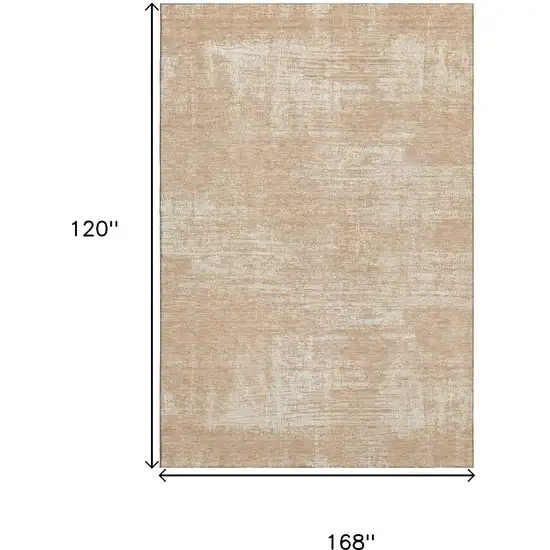 Coral And Ivory Abstract Washable Area Rug With UV Protection Photo 3