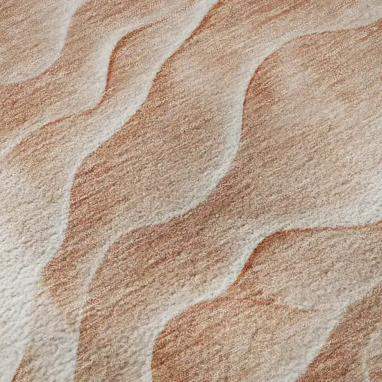 Coral And Ivory Abstract Washable Area Rug With UV Protection Photo 9