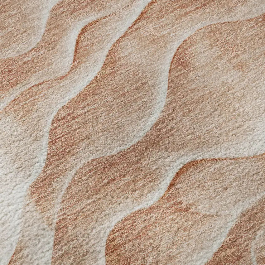 Coral And Ivory Abstract Washable Area Rug With UV Protection Photo 9