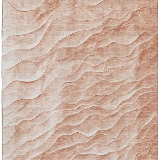 Coral And Ivory Abstract Washable Area Rug With UV Protection Photo 3