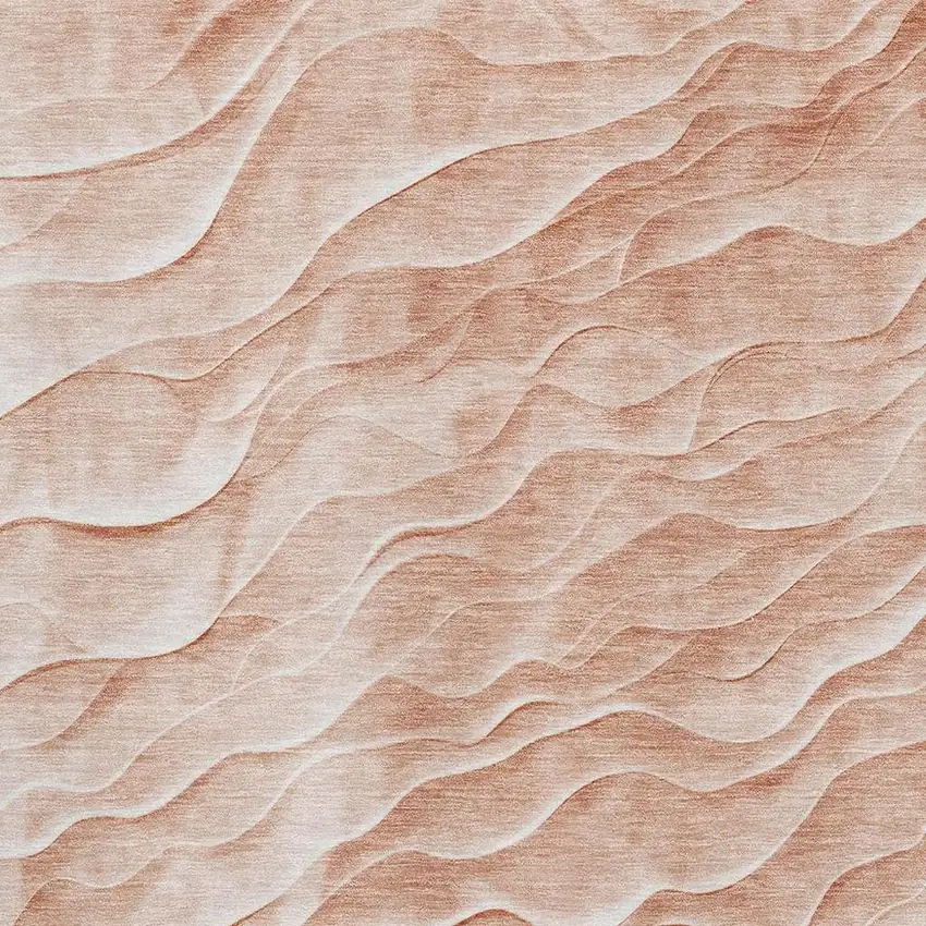 Coral And Ivory Abstract Washable Area Rug With UV Protection Photo 2