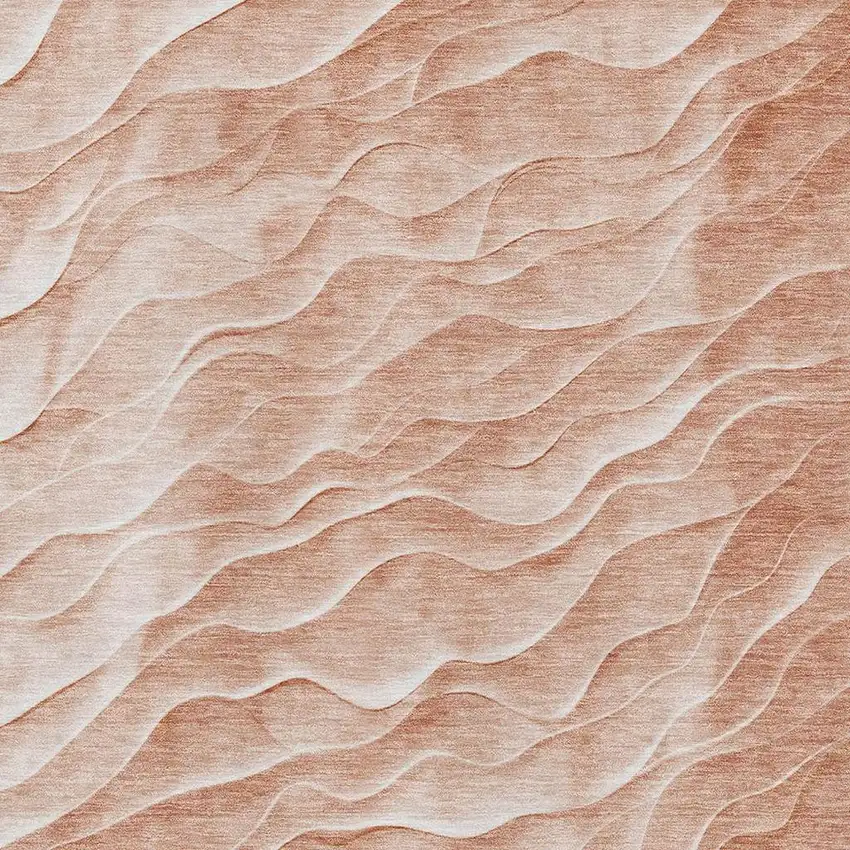 Coral And Ivory Abstract Washable Area Rug With UV Protection Photo 2