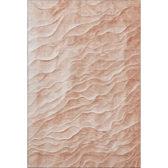 Coral And Ivory Abstract Washable Area Rug With UV Protection Photo 1