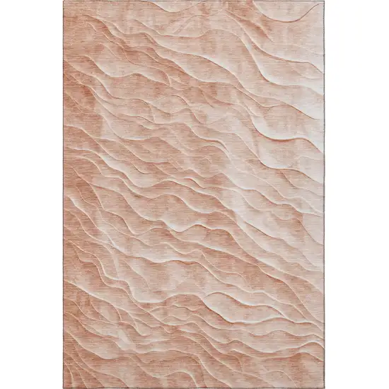 Coral And Ivory Abstract Washable Area Rug With UV Protection Photo 3