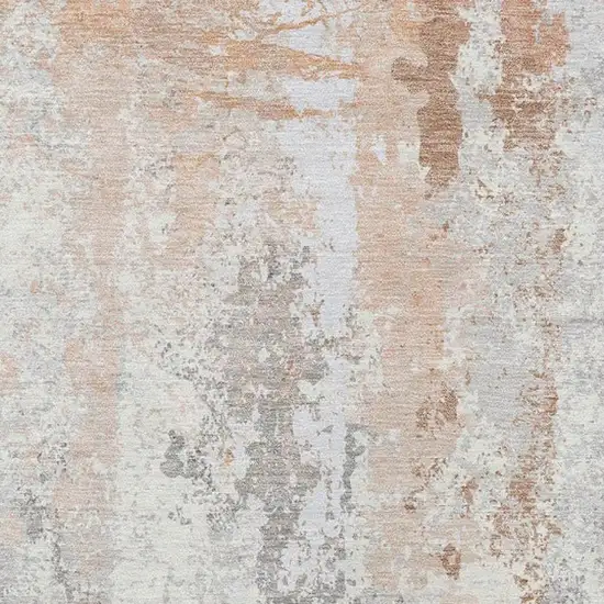 Coral And Ivory Abstract Washable Indoor Outdoor Area Rug Photo 3