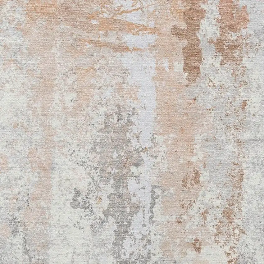 Coral And Ivory Abstract Washable Indoor Outdoor Area Rug Photo 3