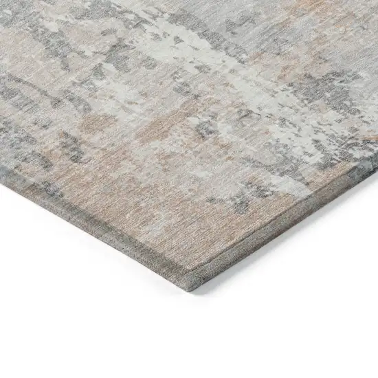 Coral And Ivory Abstract Washable Indoor Outdoor Area Rug Photo 9