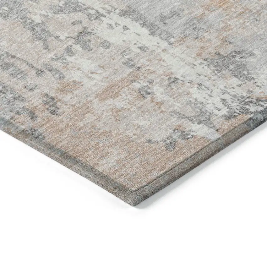 Coral And Ivory Abstract Washable Indoor Outdoor Area Rug Photo 9