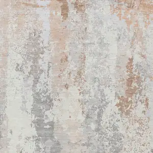 Photo of Coral And Ivory Abstract Washable Indoor Outdoor Area Rug