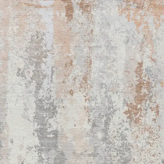 Coral And Ivory Abstract Washable Indoor Outdoor Area Rug Photo 1