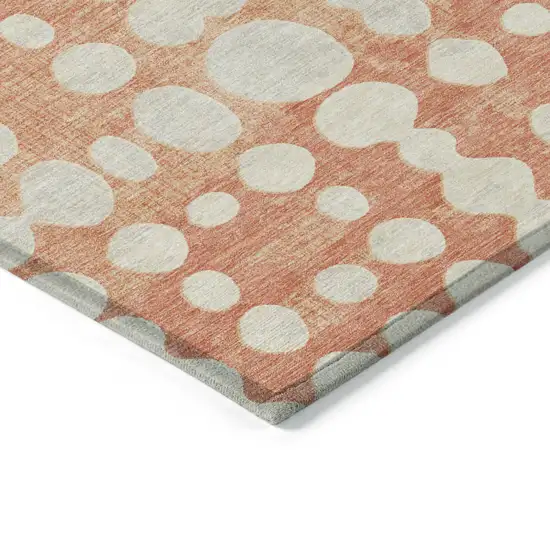 Coral And Ivory Abstract Washable Indoor Outdoor Area Rug Photo 5
