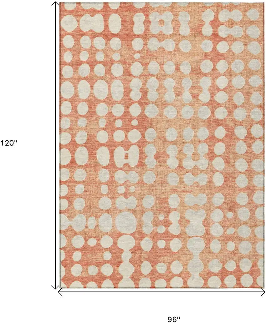Coral And Ivory Abstract Washable Indoor Outdoor Area Rug Photo 3