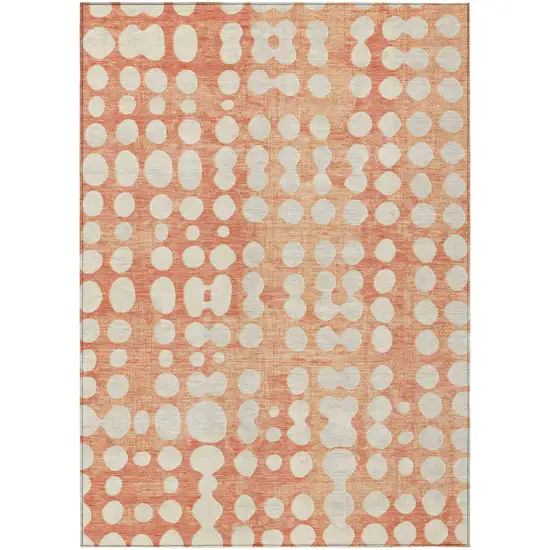 Coral And Ivory Abstract Washable Indoor Outdoor Area Rug Photo 2