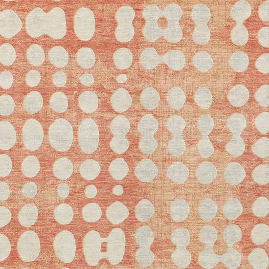 Coral And Ivory Abstract Washable Indoor Outdoor Area Rug Photo 7
