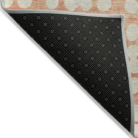 Coral And Ivory Abstract Washable Indoor Outdoor Area Rug Photo 4