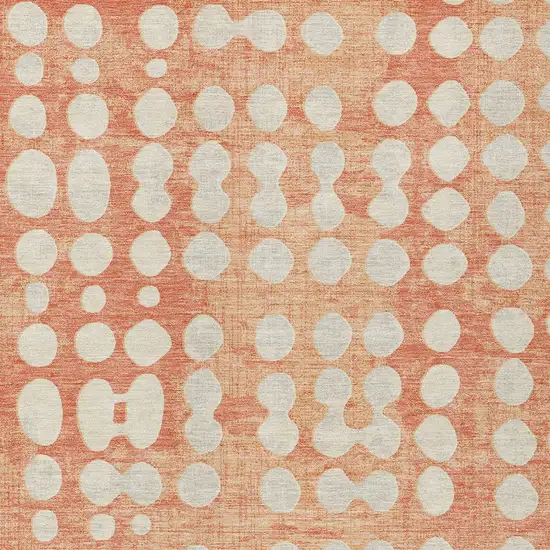 Coral And Ivory Abstract Washable Indoor Outdoor Area Rug Photo 7