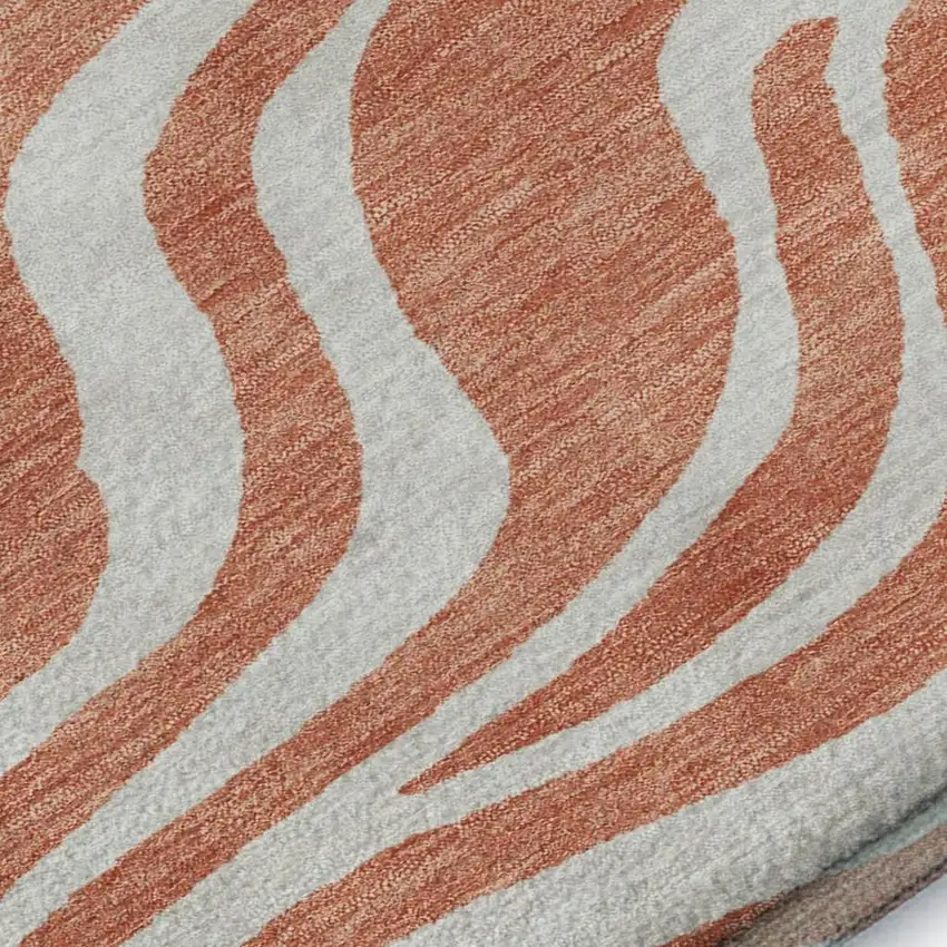 Coral And Ivory Animal Print Washable Area Rug With UV Protection Photo 8