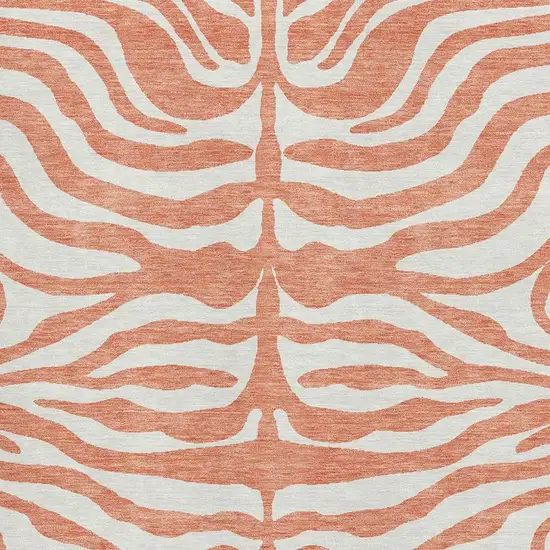 Coral And Ivory Animal Print Washable Area Rug With UV Protection Photo 3
