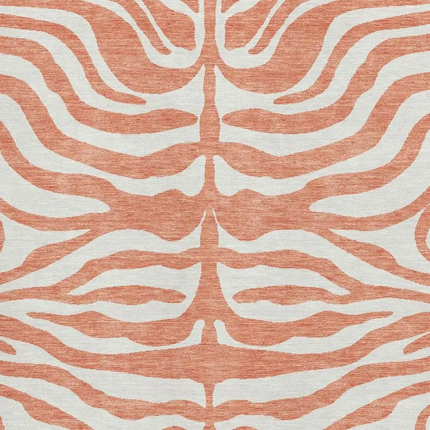 Coral And Ivory Animal Print Washable Area Rug With UV Protection Photo 3