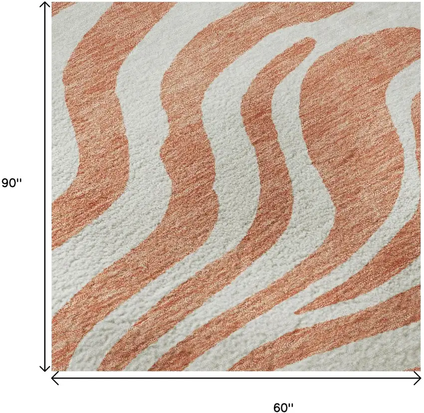 Coral And Ivory Animal Print Washable Area Rug With UV Protection Photo 8