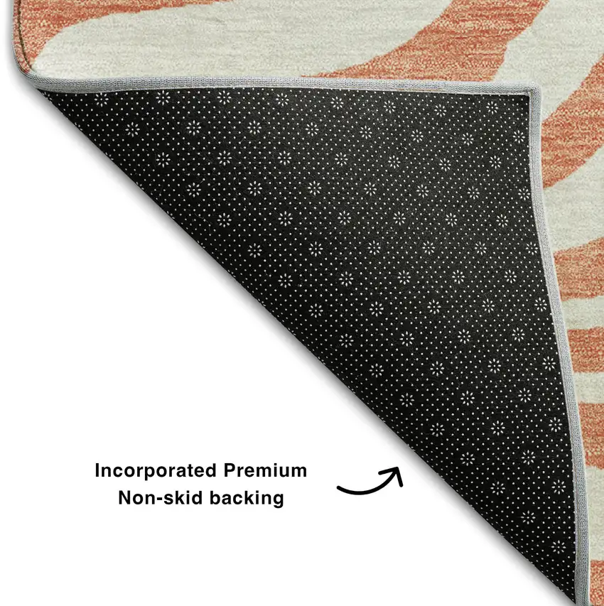 Coral And Ivory Animal Print Washable Area Rug With UV Protection Photo 6