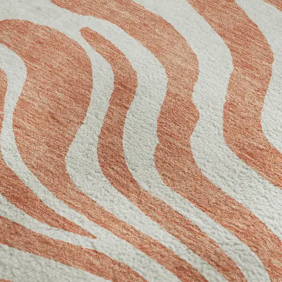 Coral And Ivory Animal Print Washable Area Rug With UV Protection Photo 2