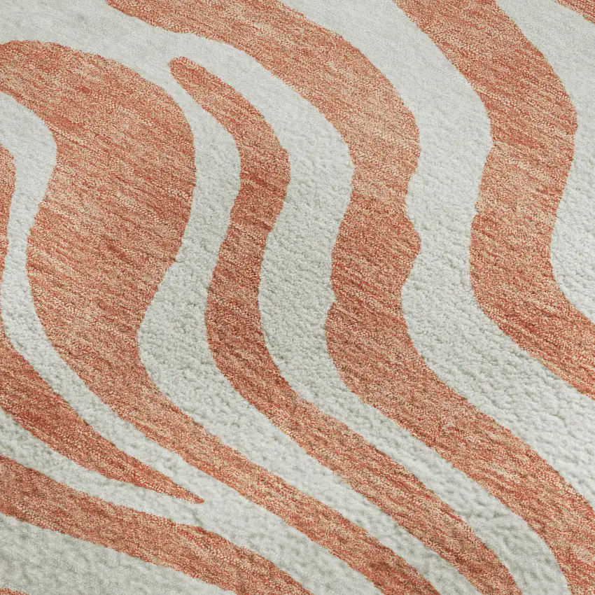 Coral And Ivory Animal Print Washable Area Rug With UV Protection Photo 2