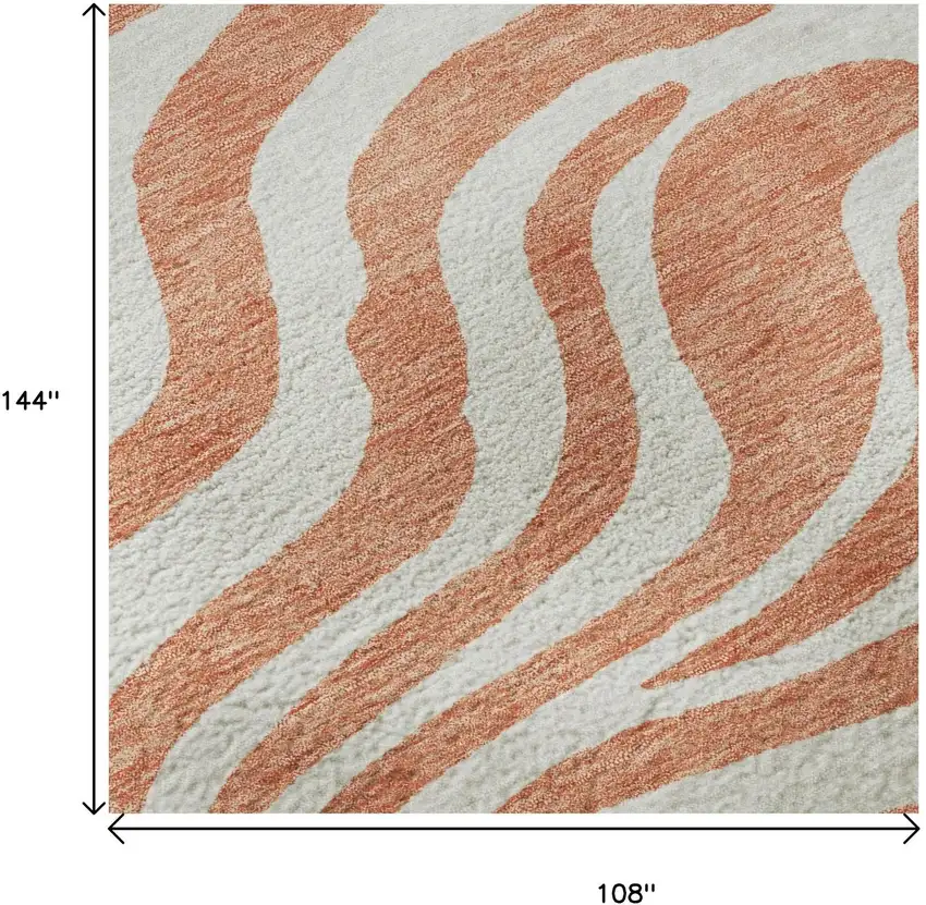 Coral And Ivory Animal Print Washable Area Rug With UV Protection Photo 9