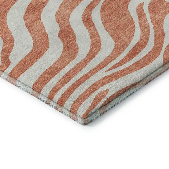 Coral And Ivory Animal Print Washable Area Rug With UV Protection Photo 7