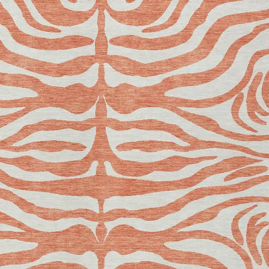 Coral And Ivory Animal Print Washable Indoor Outdoor Area Rug Photo 6