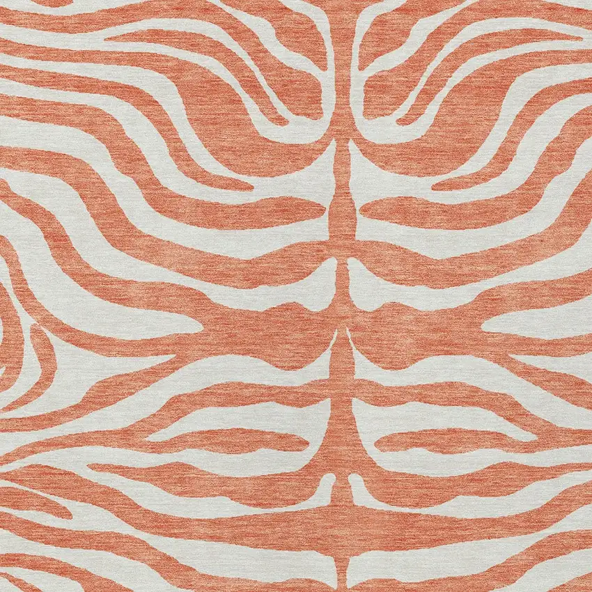 Coral And Ivory Animal Print Washable Indoor Outdoor Area Rug Photo 6