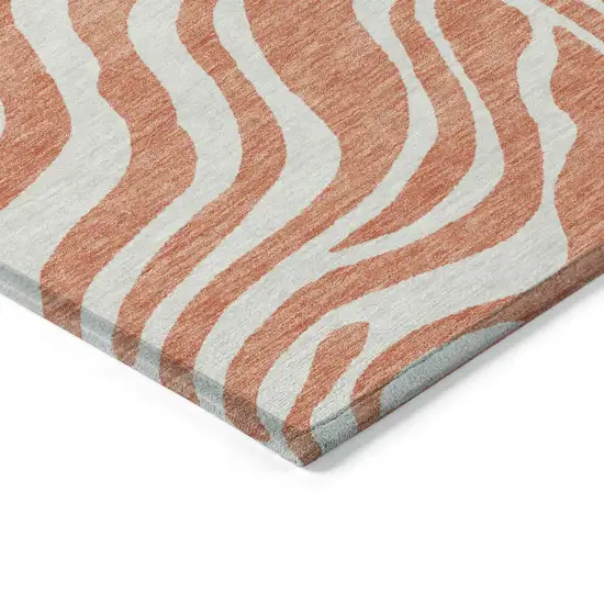 Coral And Ivory Animal Print Washable Indoor Outdoor Area Rug Photo 4