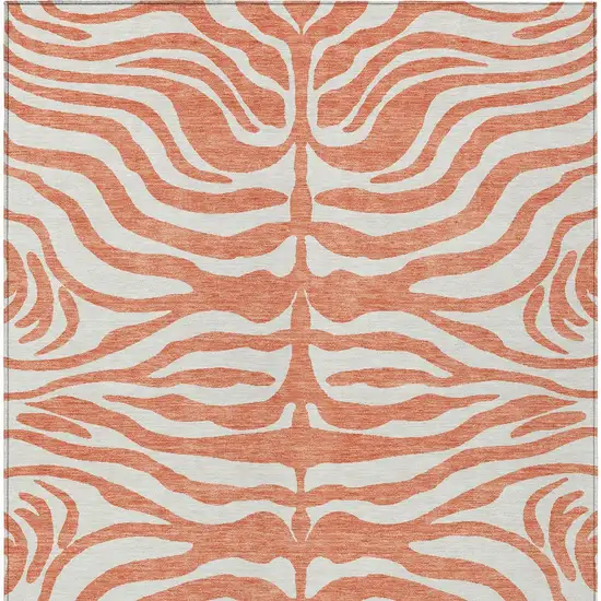 Coral And Ivory Animal Print Washable Indoor Outdoor Area Rug Photo 7
