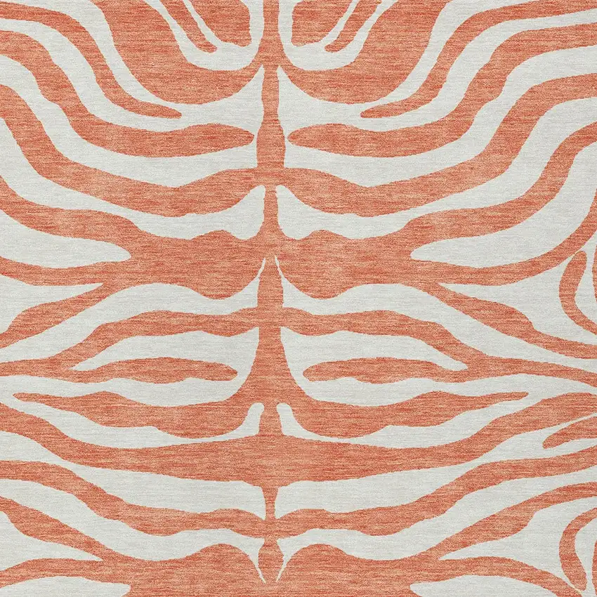 Coral And Ivory Animal Print Washable Indoor Outdoor Area Rug Photo 6