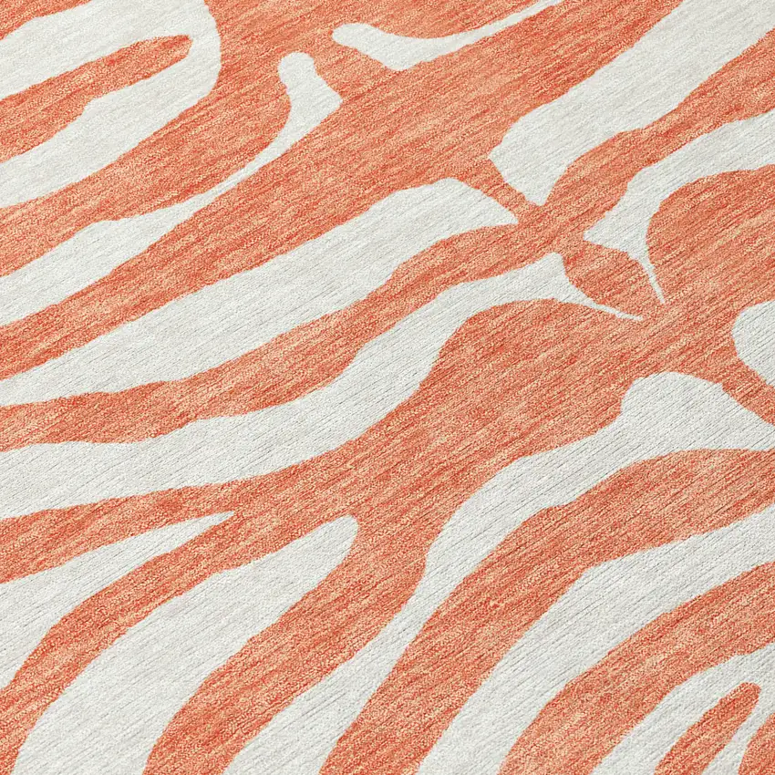 Coral And Ivory Animal Print Washable Indoor Outdoor Area Rug Photo 5