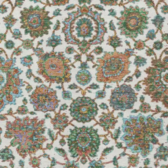 Coral And Ivory Floral Medallion Washable Indoor Outdoor Area Rug Photo 5