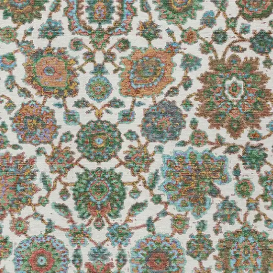 Coral And Ivory Floral Medallion Washable Indoor Outdoor Area Rug Photo 6