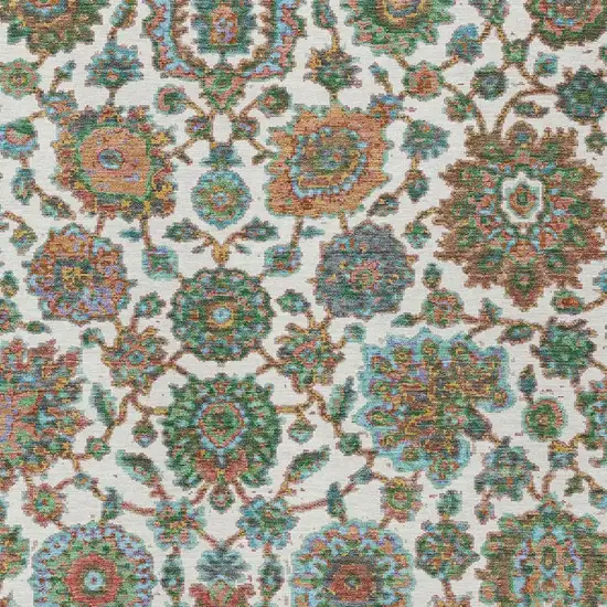 Coral And Ivory Floral Medallion Washable Indoor Outdoor Area Rug Photo 7