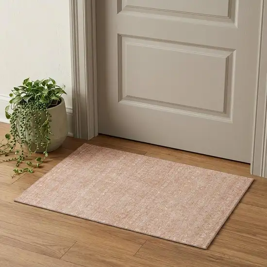 Coral And Ivory Floral Washable Area Rug With UV Protection Photo 1
