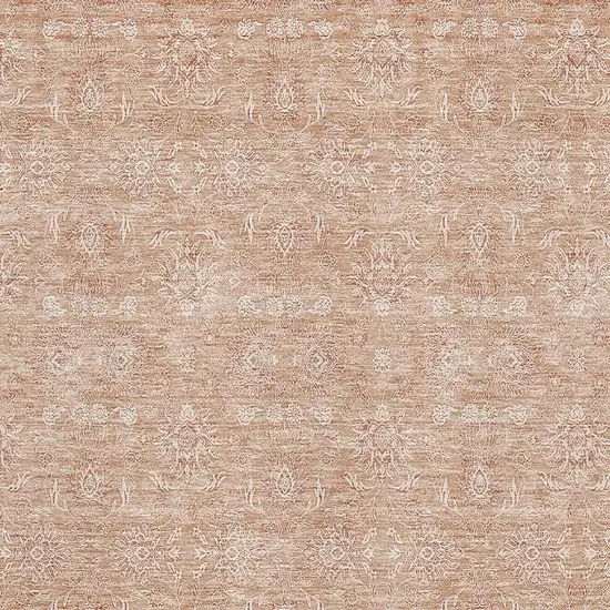 Coral And Ivory Floral Washable Area Rug With UV Protection Photo 9