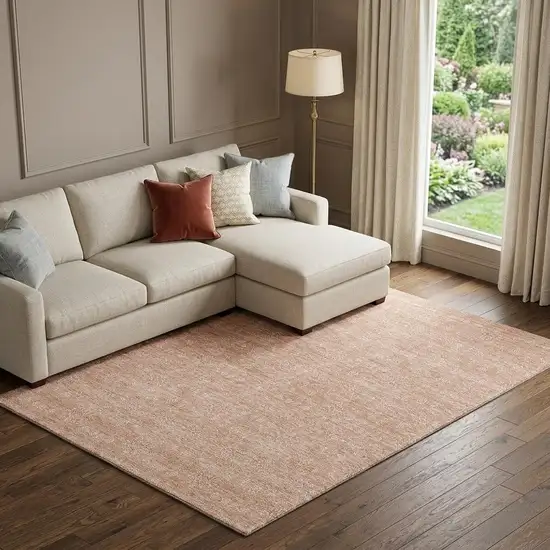 Coral And Ivory Floral Washable Area Rug With UV Protection Photo 1