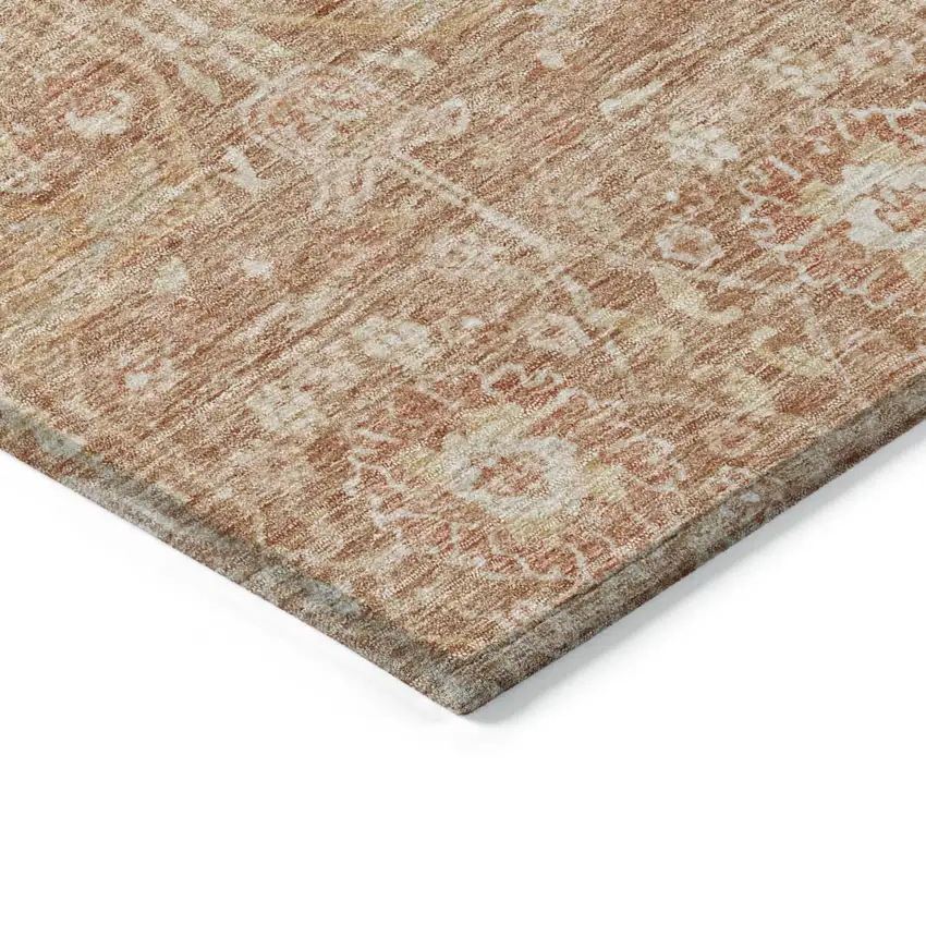 Coral And Ivory Floral Washable Indoor Outdoor Area Rug Photo 4