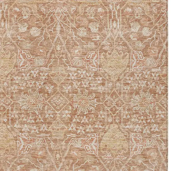 Coral And Ivory Floral Washable Indoor Outdoor Area Rug Photo 5