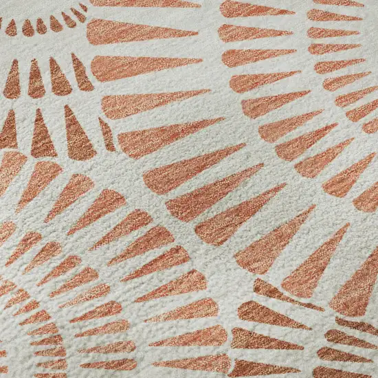 Coral And Ivory Geometric Washable Area Rug With UV Protection Photo 7