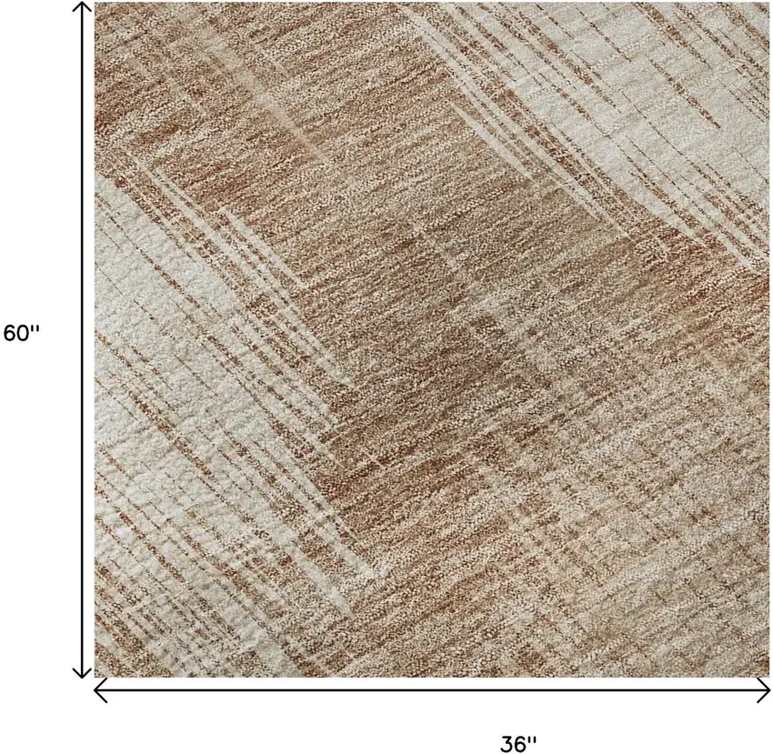 Coral And Ivory Ikat Washable Area Rug With UV Protection Photo 9