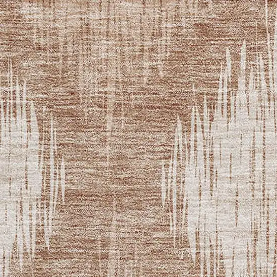 Coral And Ivory Ikat Washable Area Rug With UV Protection Photo 4