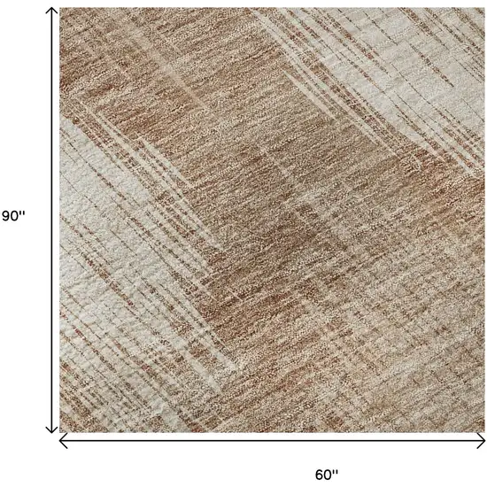 Coral And Ivory Ikat Washable Area Rug With UV Protection Photo 9