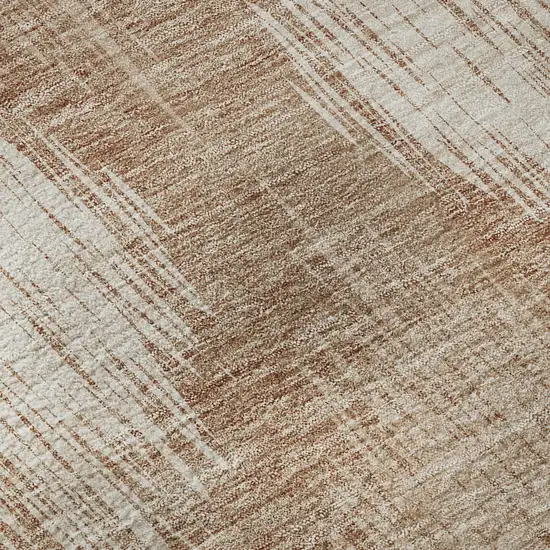 Coral And Ivory Ikat Washable Area Rug With UV Protection Photo 1