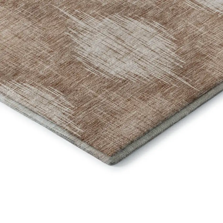 Coral And Ivory Ikat Washable Area Rug With UV Protection Photo 7